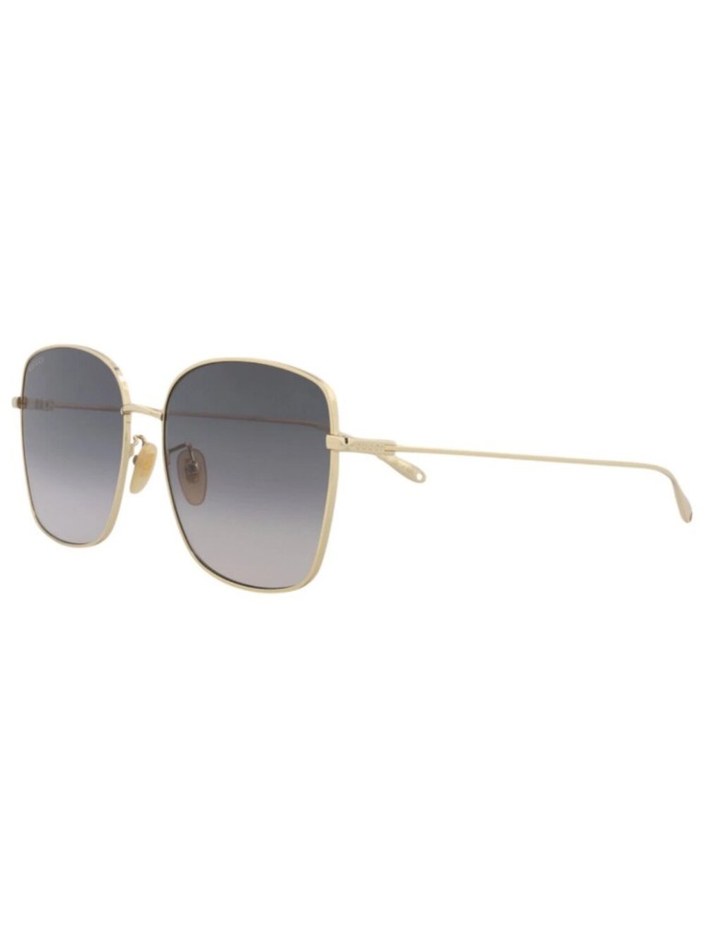 New Gucci Women's Sunglasses Square Rectangle Metal Frame Gold Gold Grey